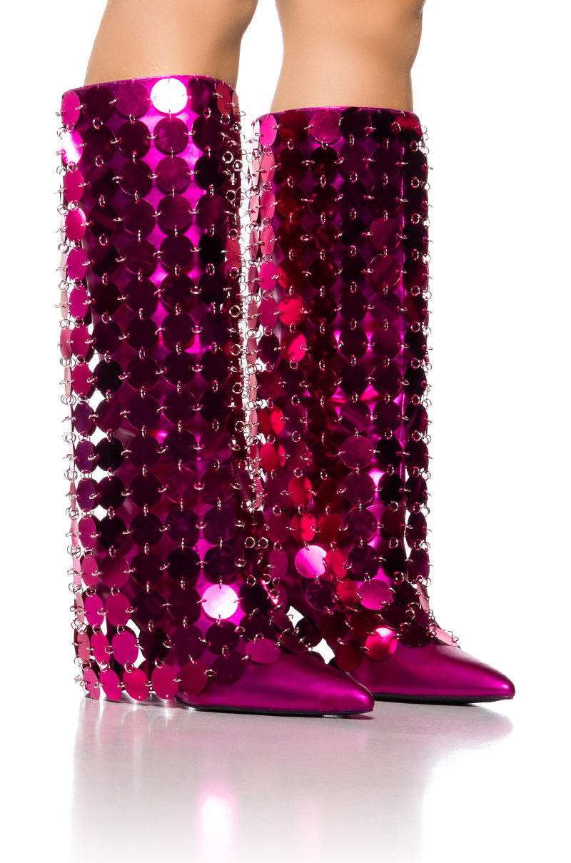 AZALEA WANG CARMMELITA FUCHSIA METAL DISC BOOT view 0