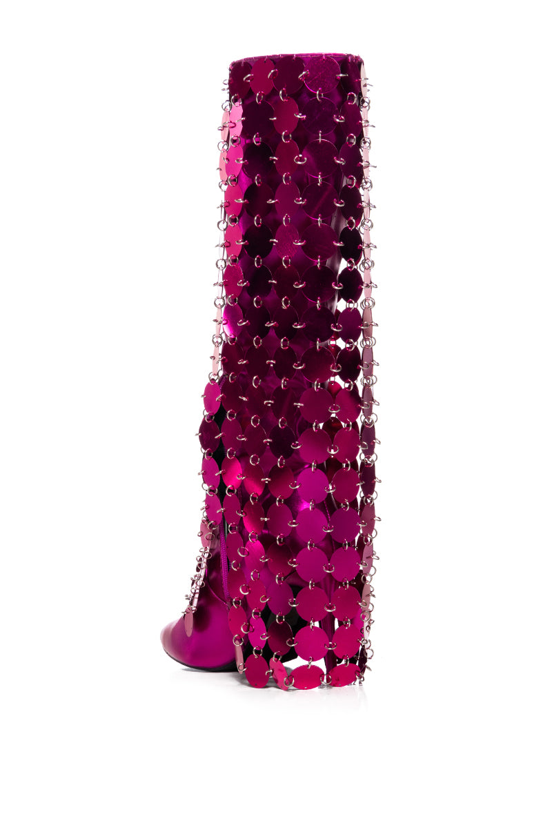 Detail View Azalea Wang Carmmelita Fuchsia Metal Disc Boot