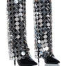 Front View Azalea Wang Carmmelita Silver Metal Disc Boot 