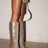 Front View Azalea Wang Cashy Tan Snake Printed Boot