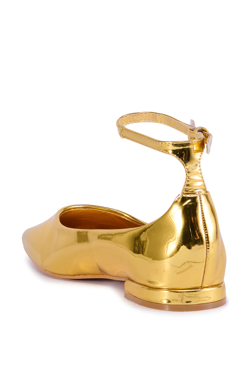 Detail View Azalea Wang Castiel Gold Metallic Ballet Flat