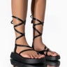 Front View Azalea Wang Catching Flights Flatform Sandal In Black