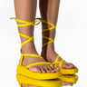 Front View Azalea Wang Catching Flights Flatform Sandal In Neon Yellow