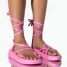 Front View Azalea Wang Catching Flights Flatform Sandal In Pink