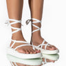 Front View Azalea Wang Catching Flights Flatform Sandal In White