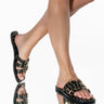 Front View Azalea Wang Caught In A Dream Flat Sandal In Black