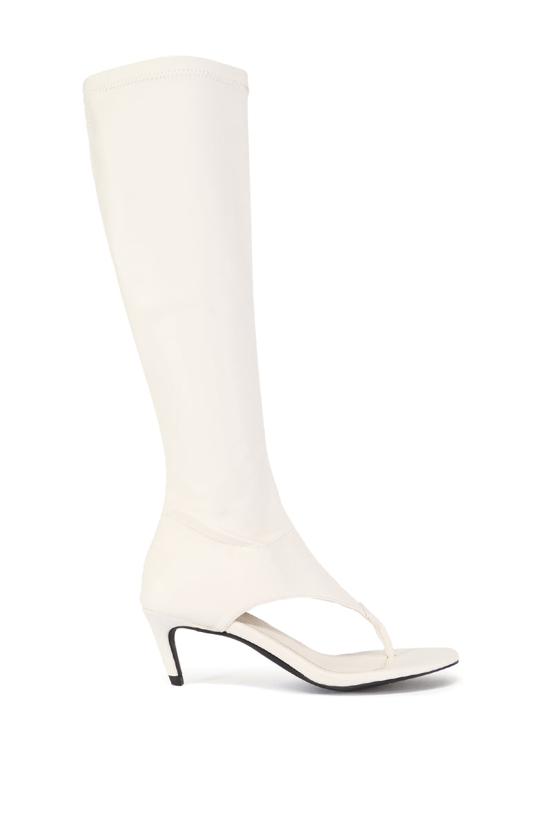 Back View Azalea Wang Cecile Open Toe Sandal Boot In White