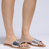 Front View Azalea Wang Celestin Silver Flat Sandal