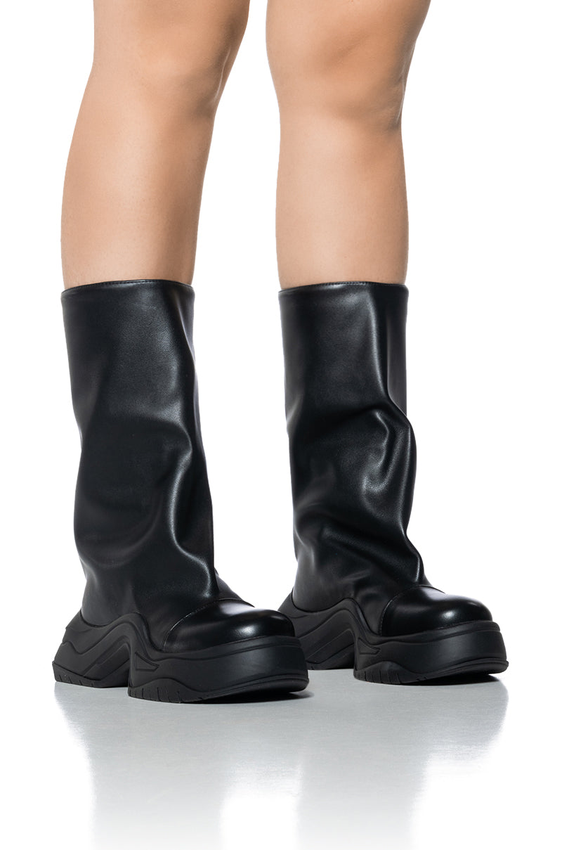 AZALEA WANG CHADWICK FLATFORM BUCKET BOOT IN BLACK view 0