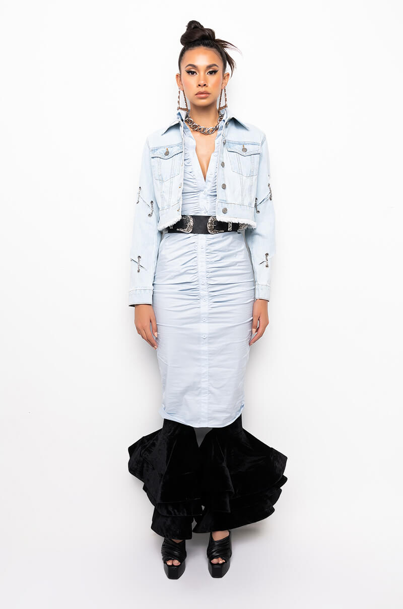 Extra View Azalea Wang Chain Game Denim Jacket