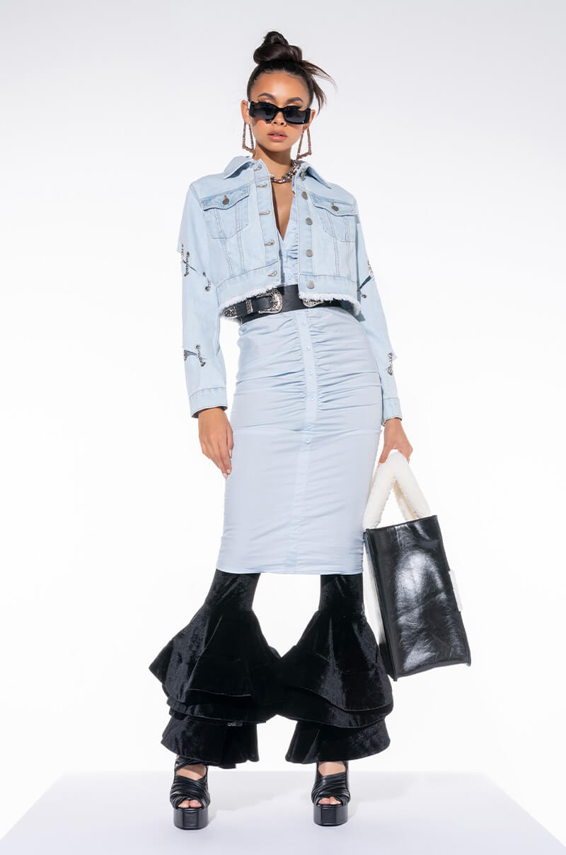 Detail View Azalea Wang Chain Game Denim Jacket