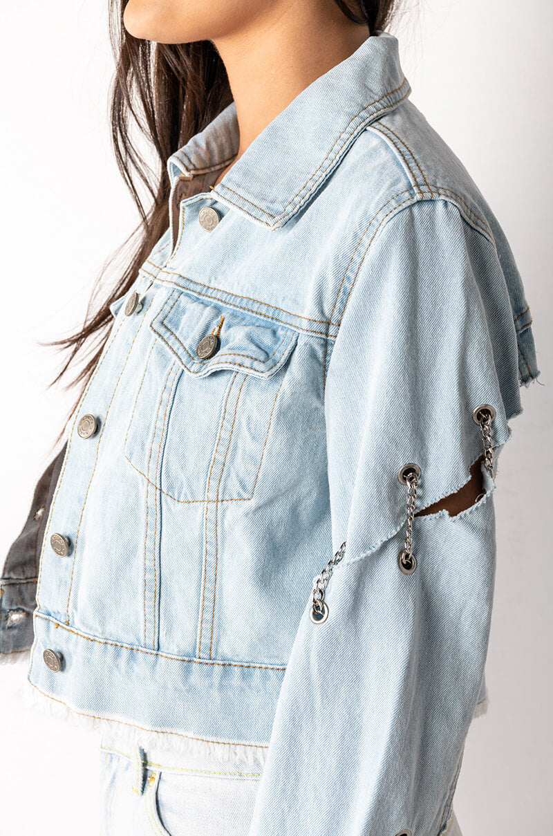 Extra View Azalea Wang Chain Game Denim Jacket