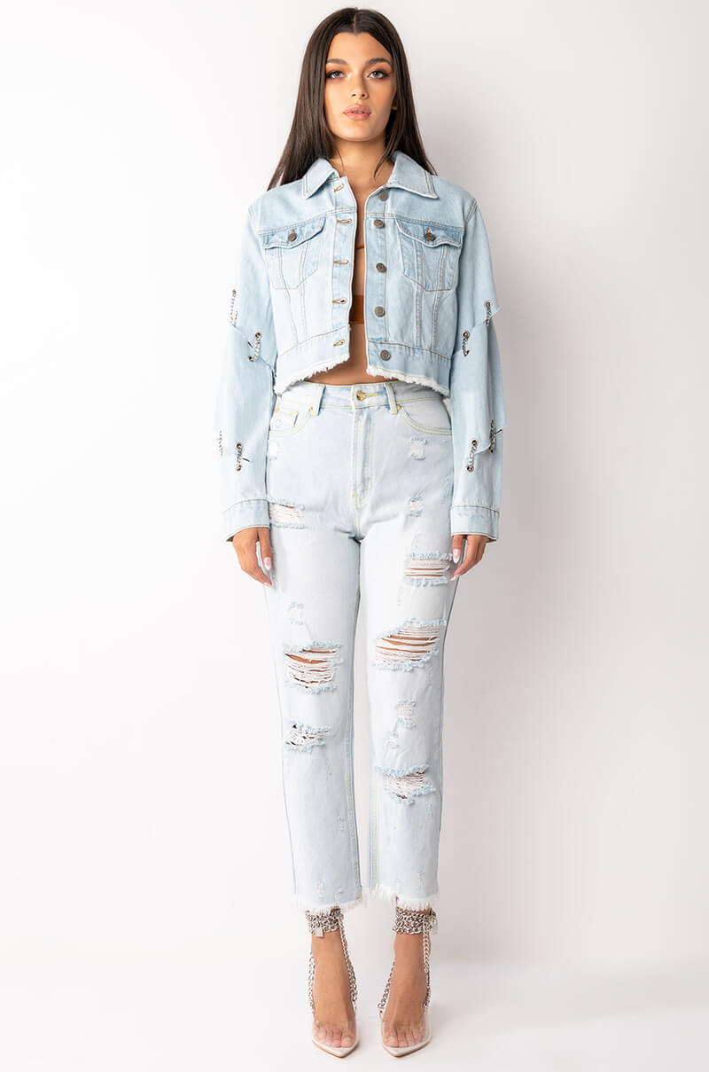 Extra View Azalea Wang Chain Game Denim Jacket
