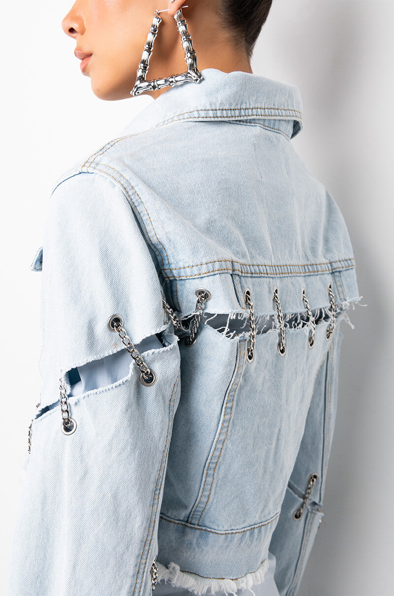 Extra View Azalea Wang Chain Game Denim Jacket