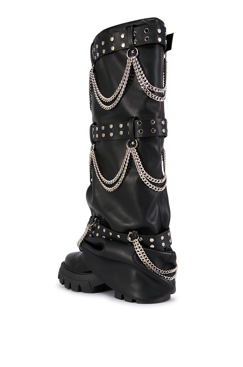 Detail View Azalea Wang Chandra Black Silver Hardware Boot