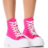 Front View Azalea Wang Chaney High Top Sneaker In Fuchsia