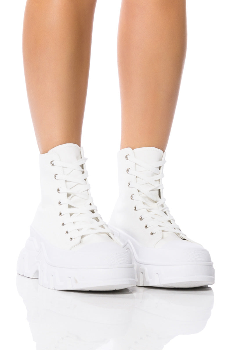 Front View Azalea Wang Chaney High Top Sneaker In White 0