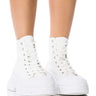 Front View Azalea Wang Chaney High Top Sneaker In White