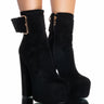 Front View Azalea Wang Charmer Chunky Platform Bootie In Black