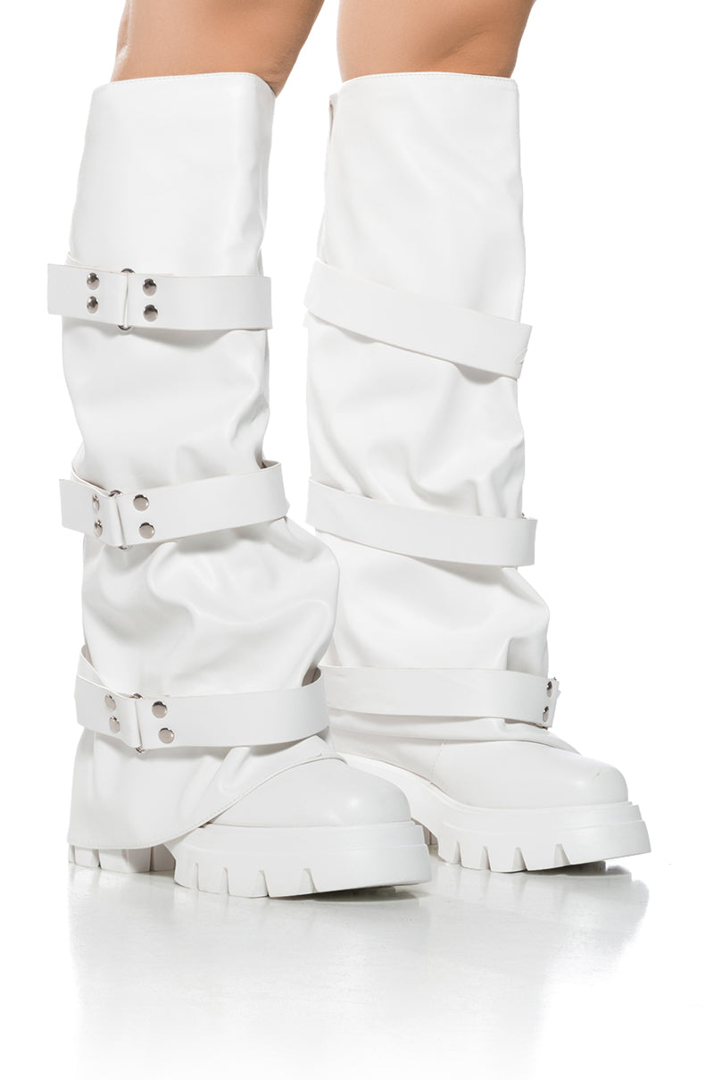 Front View Azalea Wang Charna White Industrial Look Boot