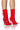 Front View Azalea Wang Chatty Buckle Detail Bootie In Red