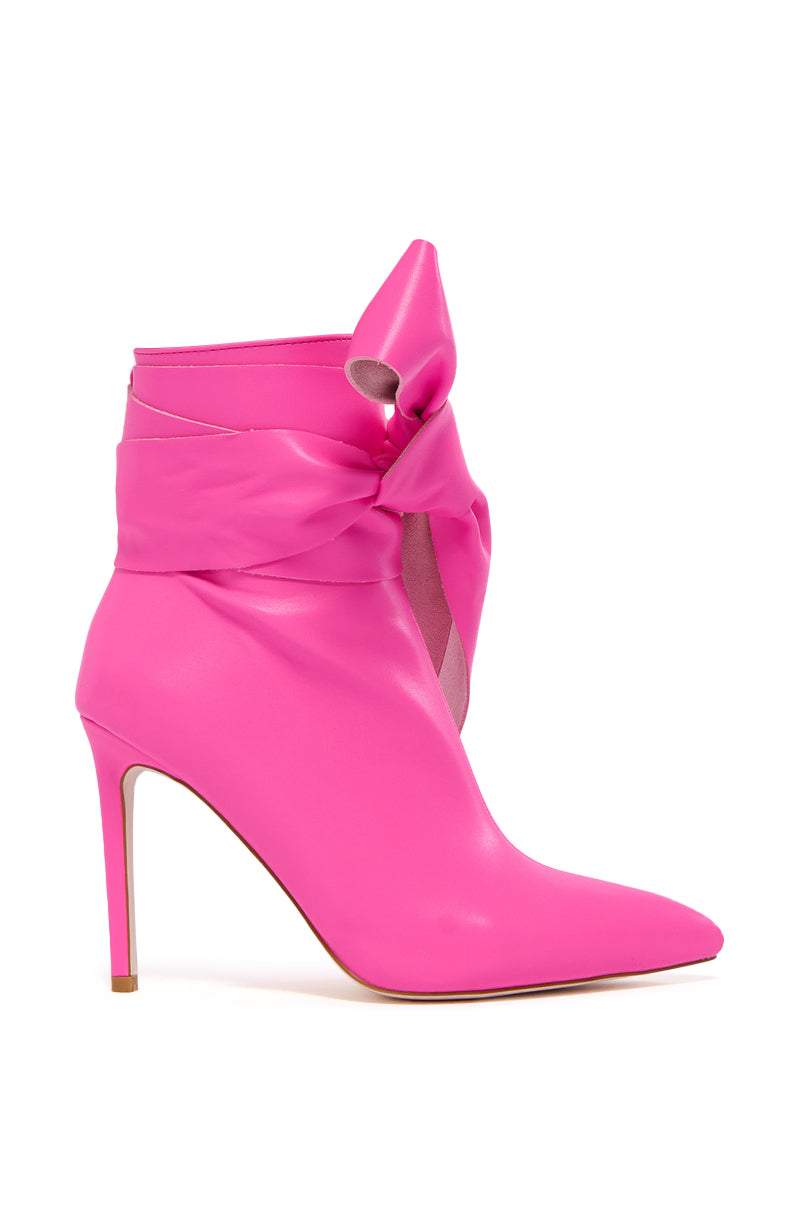 AZALEA WANG CHAUD PINK TIE STILETTO BOOTIE view 0