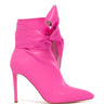 Side View Azalea Wang Chaud Pink Tie Stiletto Bootie