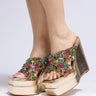 Front View Azalea Wang Cheery Gold Embellished Wedge Sandal