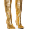 Front View Azalea Wang Cherimoya Woven Gold Boot