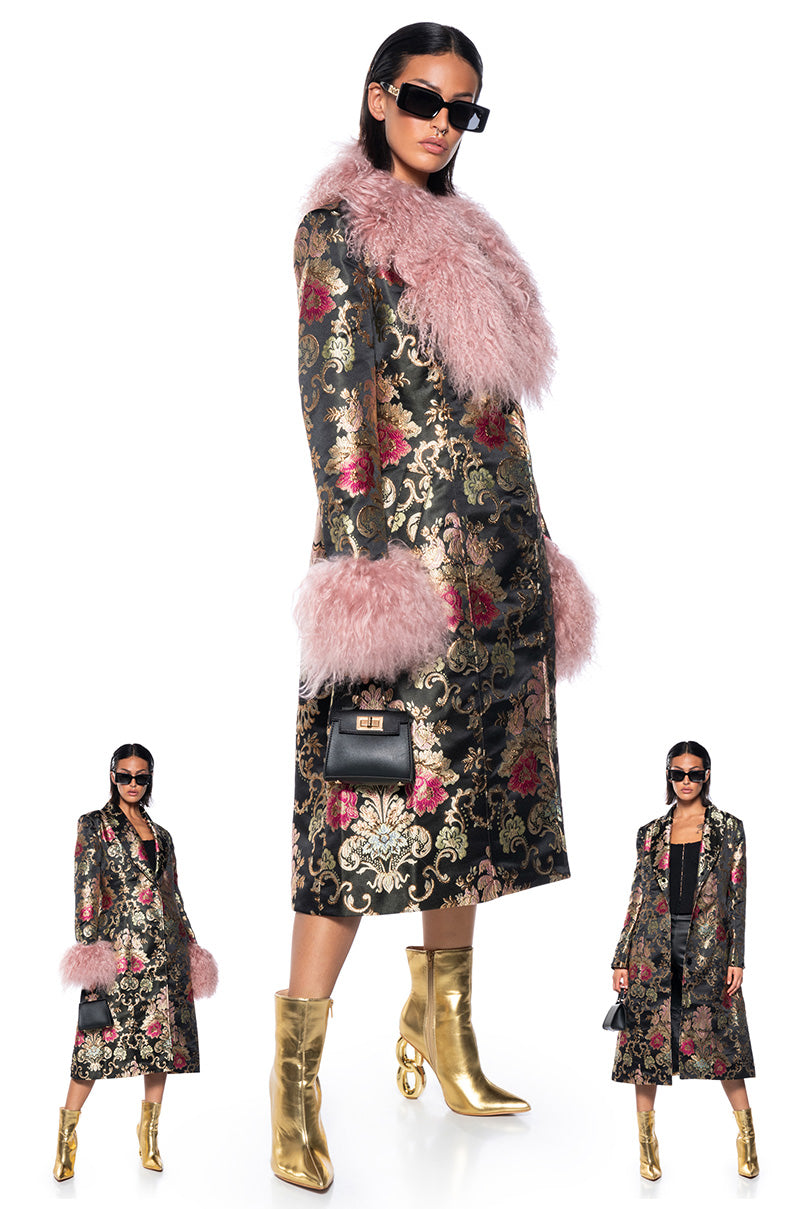 CHERRY LANE BROCADE TRENCH WITH MOHAIR FUR view 0