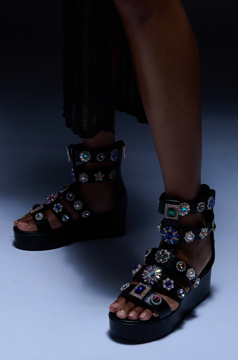 Extra View Azalea Wang Cillian Black Embellished Gladiator Sandal