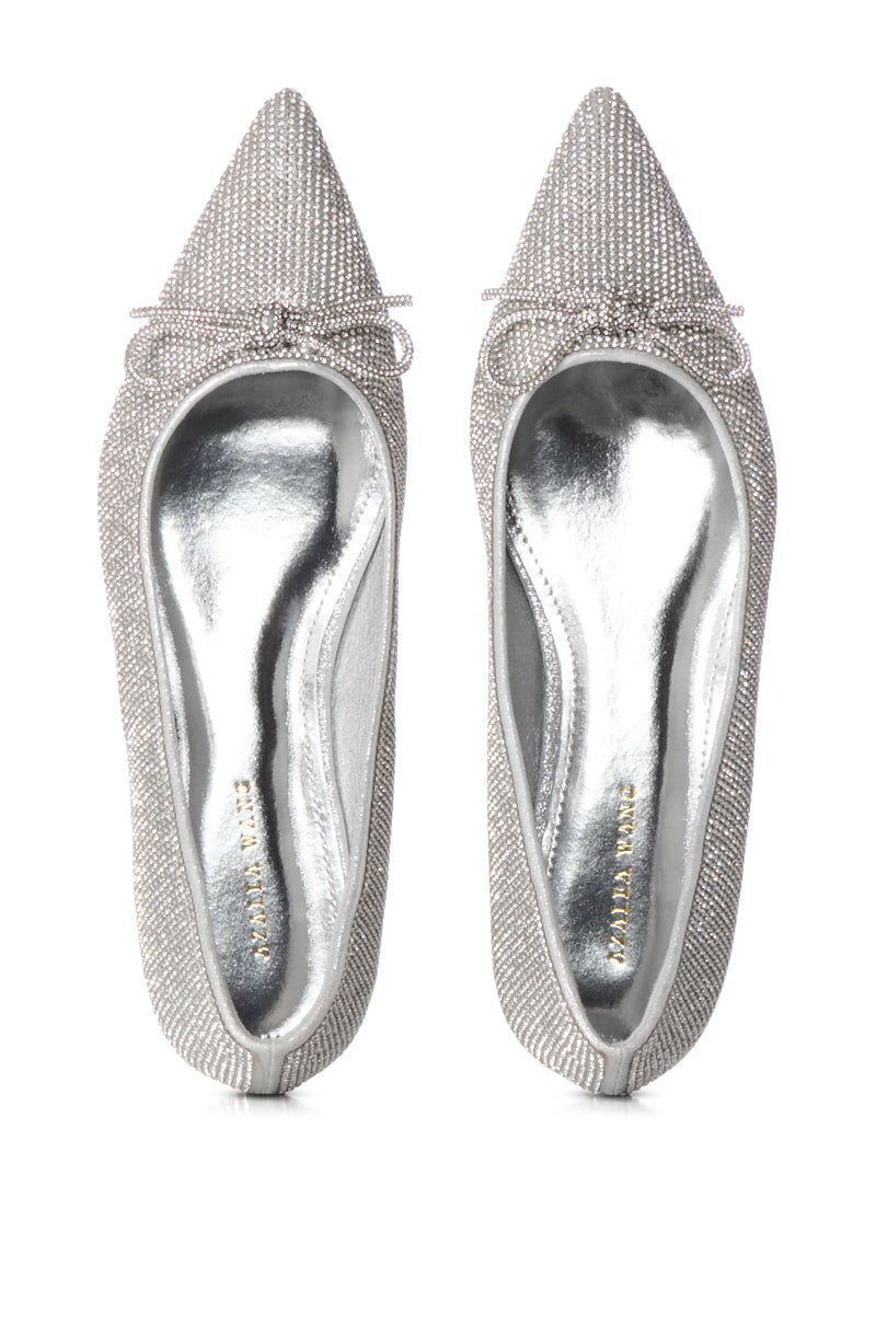 Side View Azalea Wang City Lights Rhinestone Ballet Flats In Silver