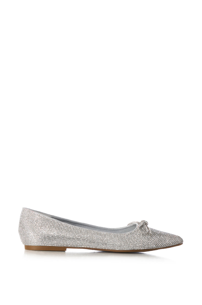 Back View Azalea Wang City Lights Rhinestone Ballet Flats In Silver