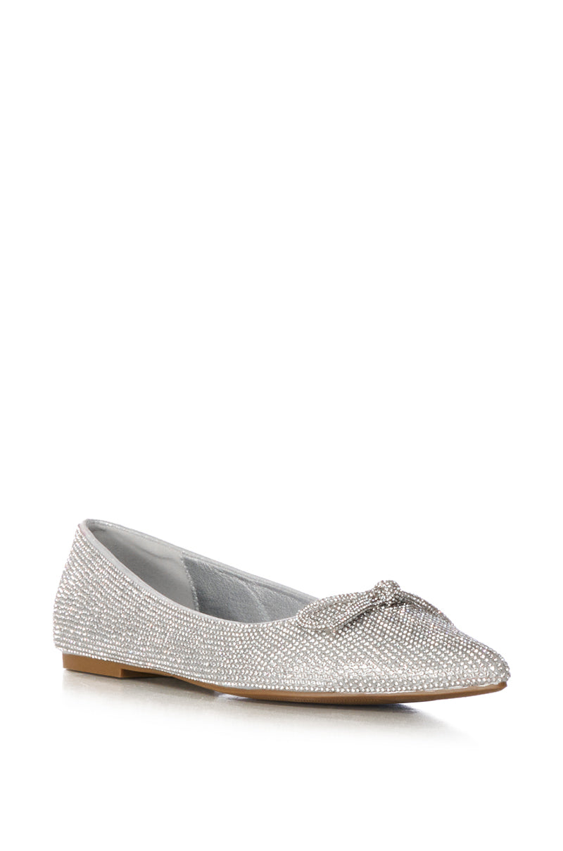 Detail View Azalea Wang City Lights Rhinestone Ballet Flats In Silver
