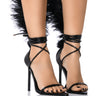 Front View Azalea Wang Cleasby Feather Sandal In Black