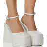 Front View Azalea Wang Clementine Chunky Pump In White Patent