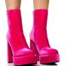 Front View Azalea Wang Clemmie Fuchsia Velour Bootie