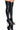 Front View Azalea Wang Clover Thigh High Open Toe Boot In Black Stretch