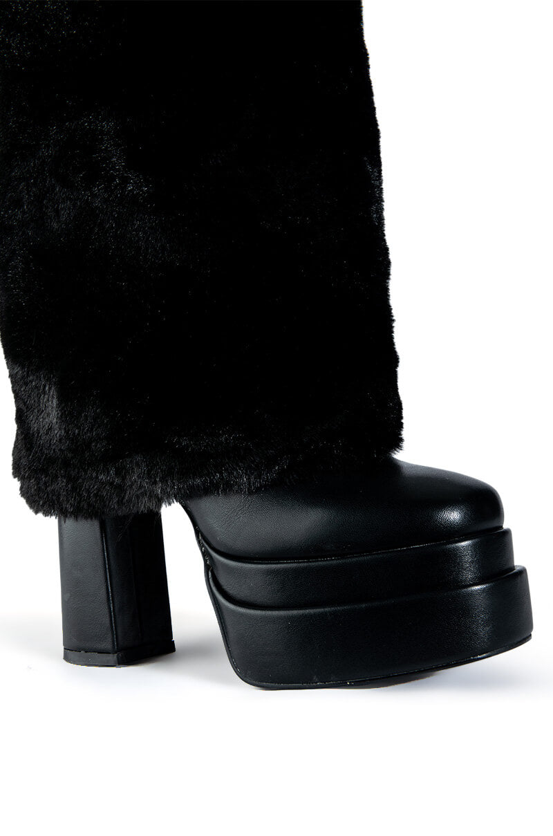 Full View Azalea Wang Coco Fur Fold Over Boot In Black