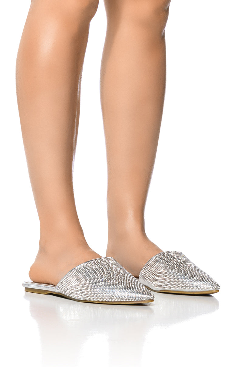 Front View Azalea Wang Colby Silver Pointed Toe Flat