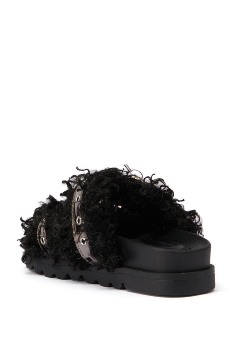 Full View Azalea Wang Colter Faux Fur Slip On Sandal