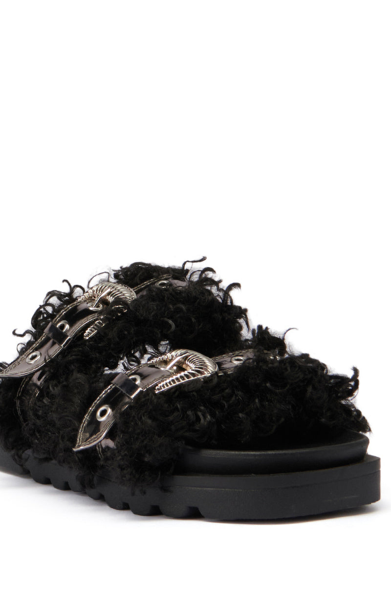 Extra View Azalea Wang Colter Faux Fur Slip On Sandal
