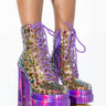 Front View Azalea Wang Come And Get It Chunky Bootie In Purple Multi