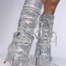 Front View Azalea Wang Cordial Silver Rhinestone Boot