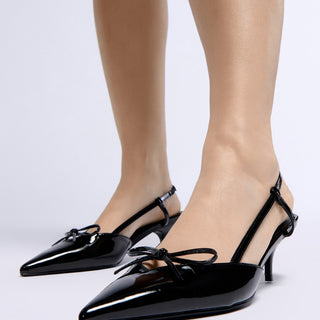 Front View Azalea Wang Cordis Black Slingback Pump