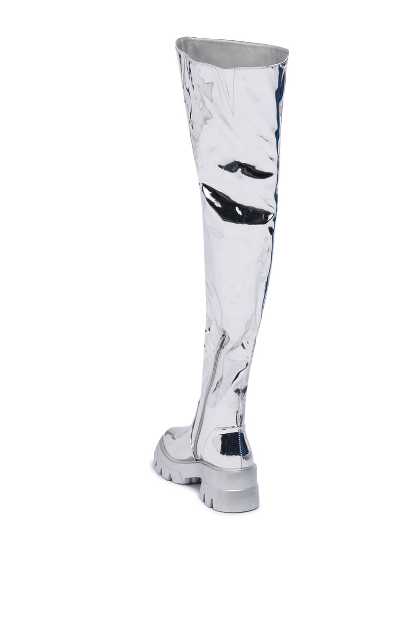 Detail View Azalea Wang Cortland Silver Thigh High Boot 5