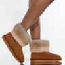 Front View Azalea Wang Cozy Mode Flat Bootie In Beige