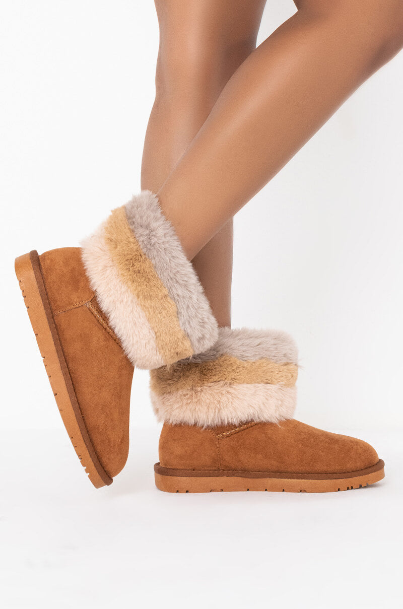 Side View Azalea Wang Cozy Mode Flat Bootie In Beige