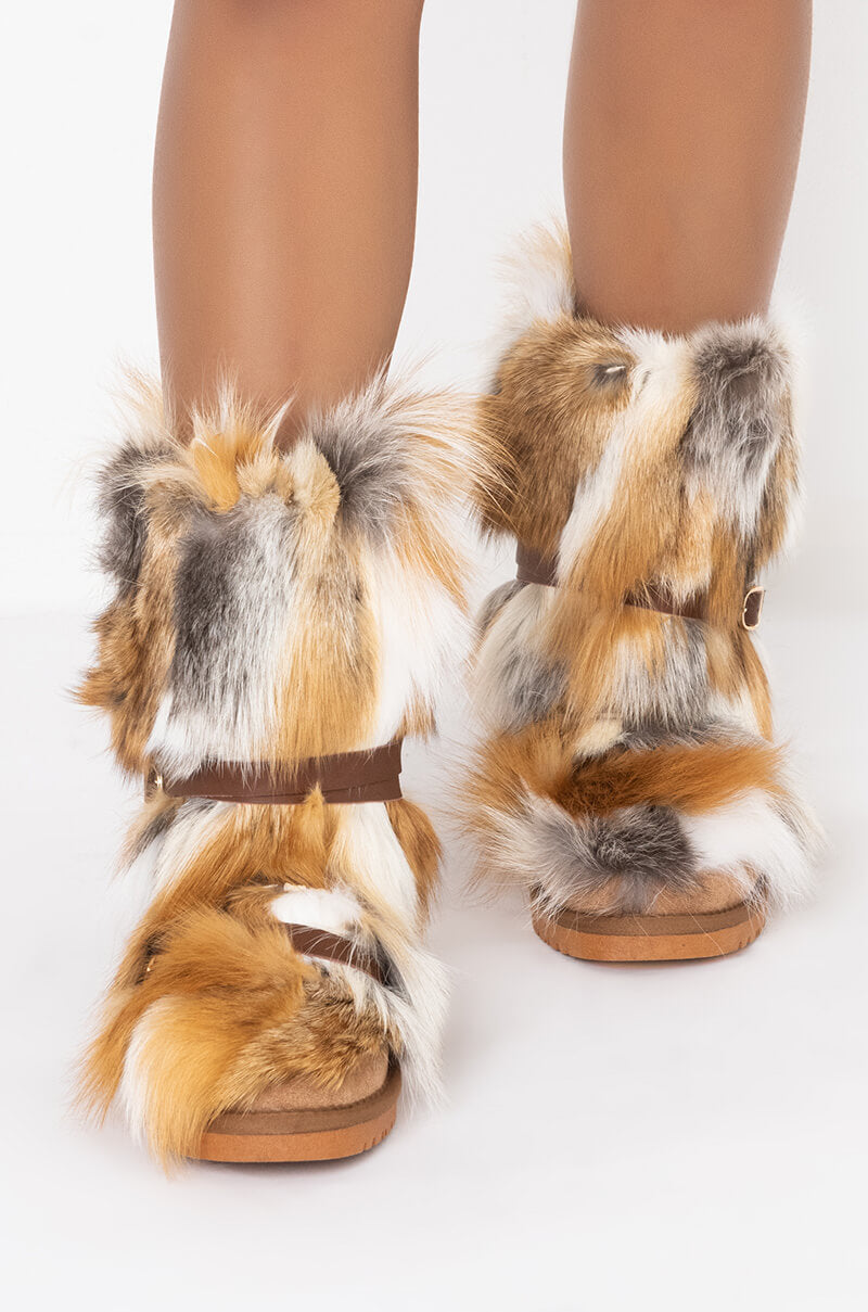 Back View Azalea Wang Cozy With You Flat Bootie In Beige