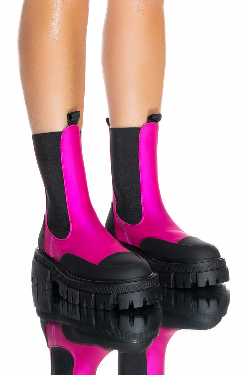 Front View Azalea Wang Crazy Like Me Flatform Bootie In Pink